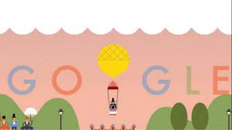 Doodle special Google, la 216 ani de la primul salt cu parasuta realizat de Andre Jacques Garnerin