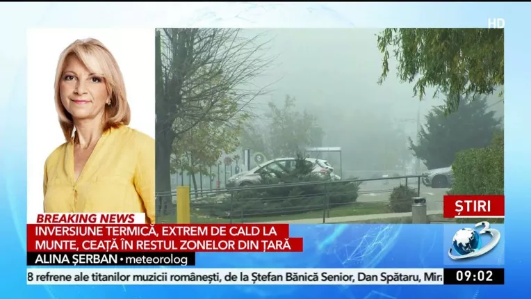 Fenomen meteo deosebit: Inversiune termica - cald la munte si ceata in restul tarii