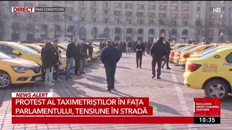 Protest al taximetristilor, in Piata Constitutiei din Bucuresti